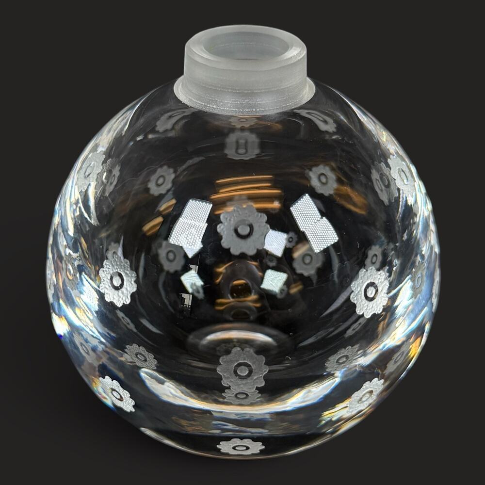 3" Saint Louis Clear Crystal Glass Perfume bottle with cut flowers